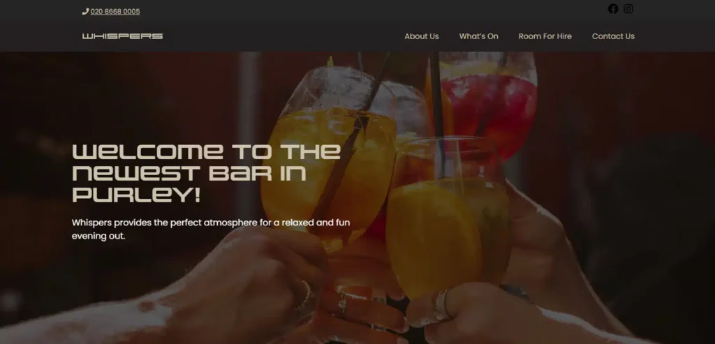 Whispers Bar - Smart Cow Marketing Digital Marketing Croydon